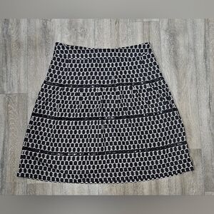 LOFT Black and White A-Line Knee-Length Skirt